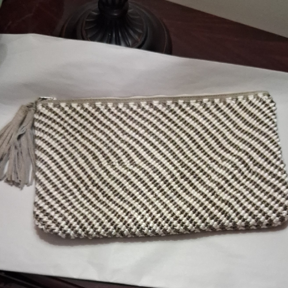 Chico's Woven Beige and Cream Clutch